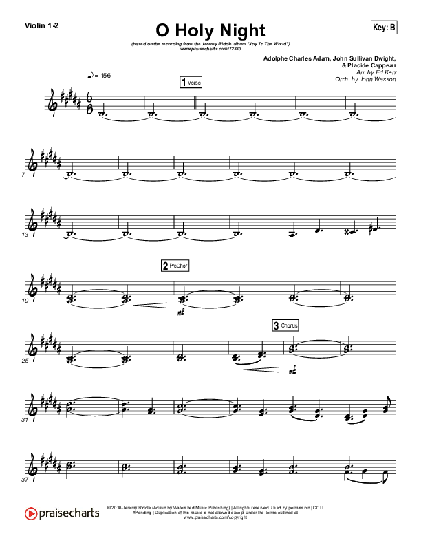 O Holy Night (Live) Violin 1/2 (Jeremy Riddle)