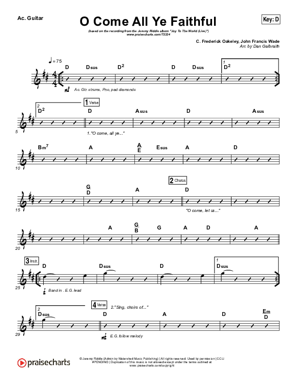 O Come All Ye Faithful (Live) Acoustic Guitar (Jeremy Riddle)