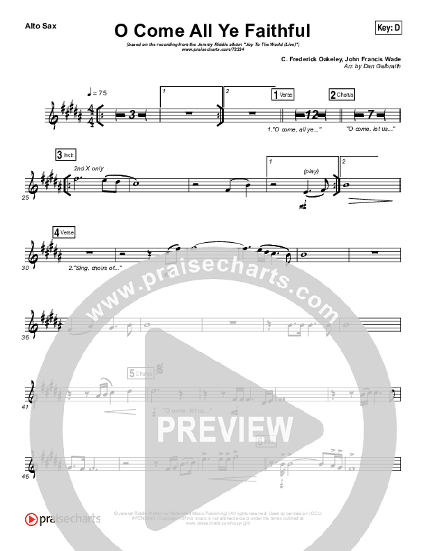 O Come All Ye Faithful (Live) Alto Sax (Jeremy Riddle)