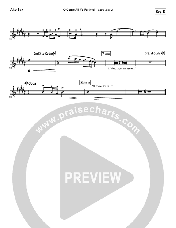 O Come All Ye Faithful (Live) Alto Sax (Jeremy Riddle)