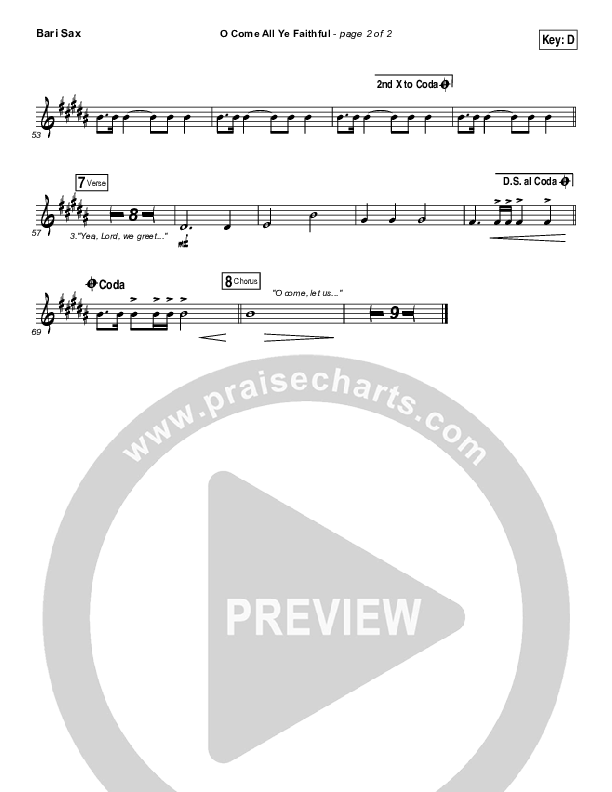 O Come All Ye Faithful (Live) Bari Sax (Jeremy Riddle)