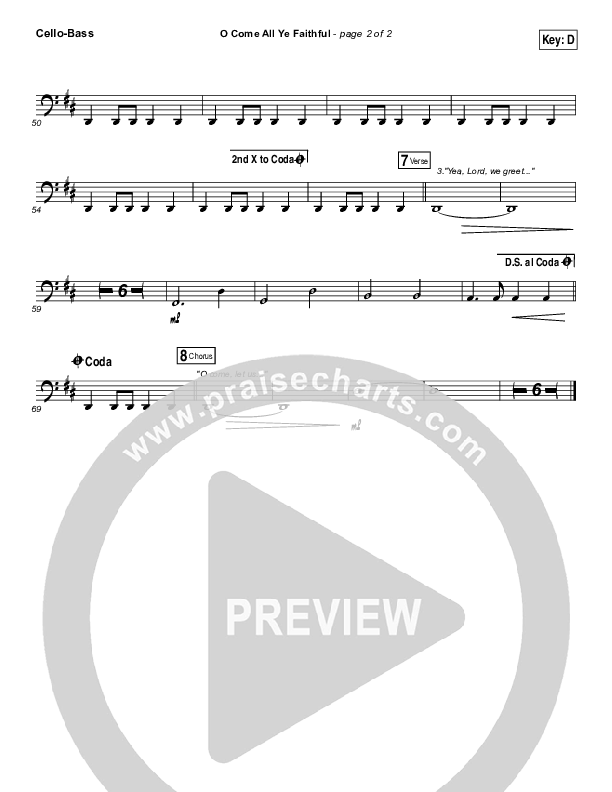 O Come All Ye Faithful (Live) Cello/Bass (Jeremy Riddle)