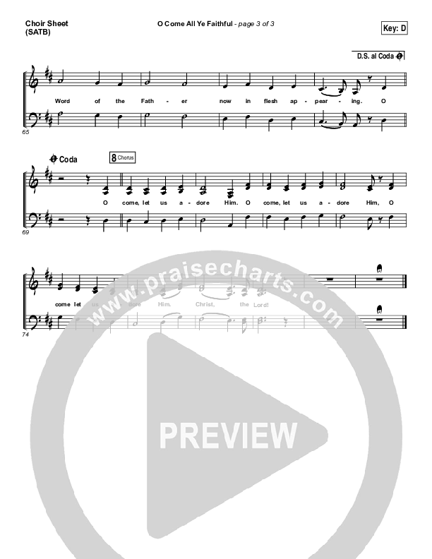 O Come All Ye Faithful (Live) Choir Vocals (SATB) (Jeremy Riddle)