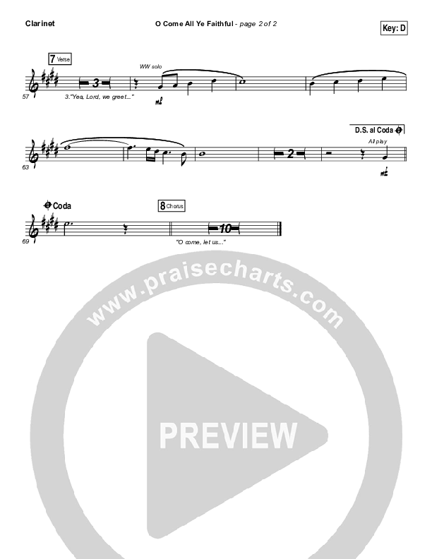 O Come All Ye Faithful (Live) Clarinet (Jeremy Riddle)