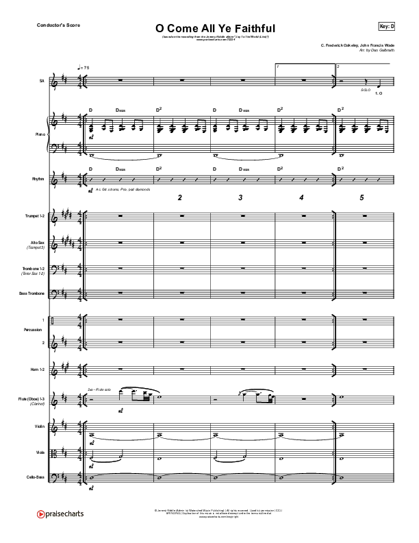 O Come All Ye Faithful (Live) Conductor's Score (Jeremy Riddle)