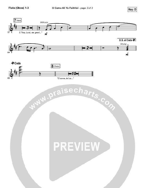 O Come All Ye Faithful (Live) Flute/Oboe 1/2/3 (Jeremy Riddle)