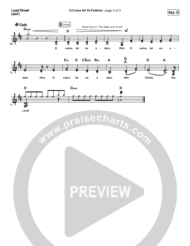 O Come All Ye Faithful (Live) Lead Sheet (SAT) (Jeremy Riddle)