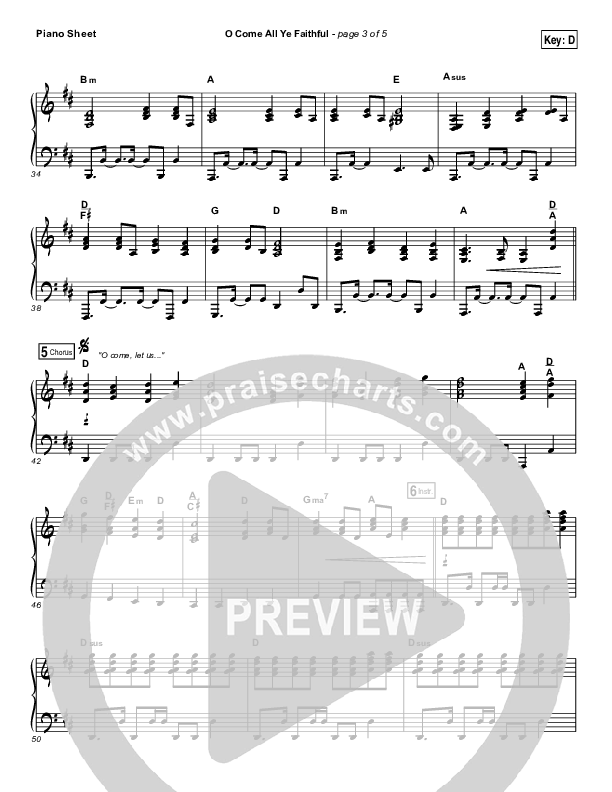 O Come All Ye Faithful (Live) Piano Sheet (Jeremy Riddle)