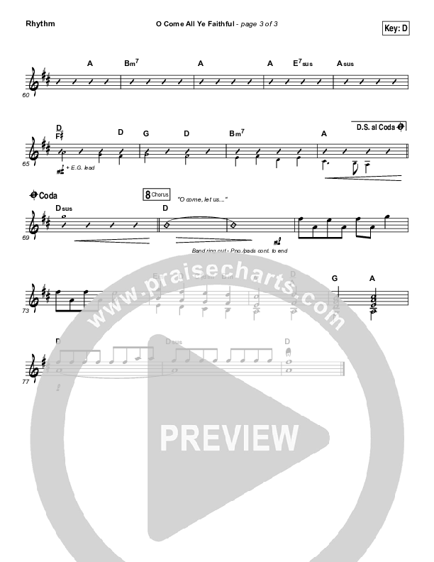 O Come All Ye Faithful (Live) Rhythm Chart (Jeremy Riddle)