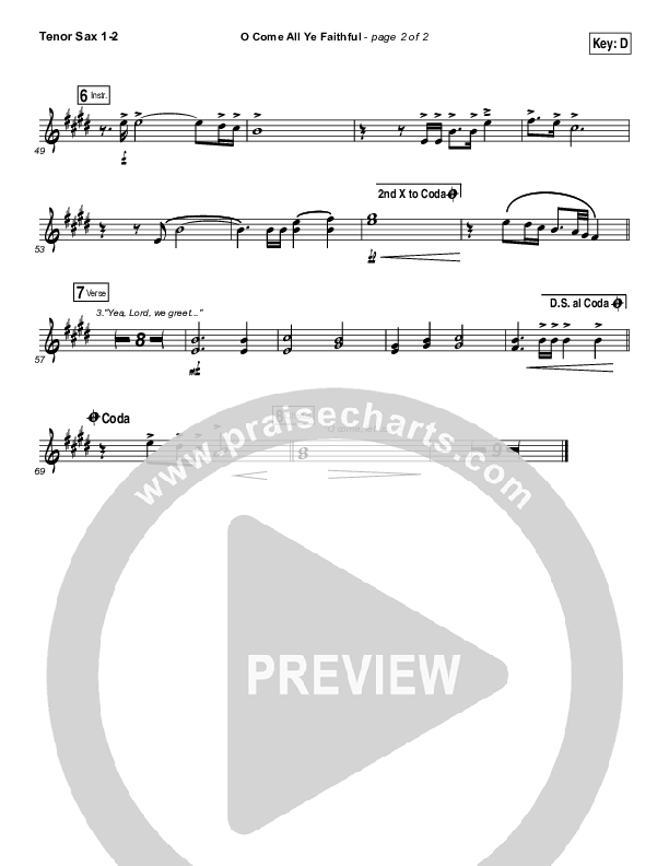 O Come All Ye Faithful (Live) Tenor Sax 1/2 (Jeremy Riddle)