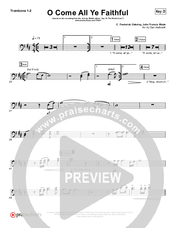 O Come All Ye Faithful (Live) Trombone 1/2 (Jeremy Riddle)