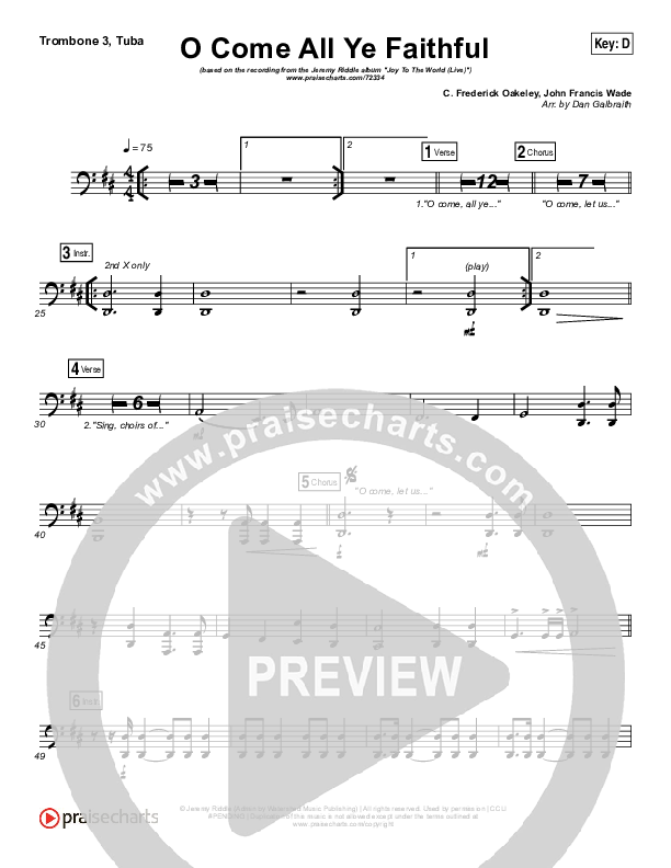 O Come All Ye Faithful (Live) Trombone 3/Tuba (Jeremy Riddle)