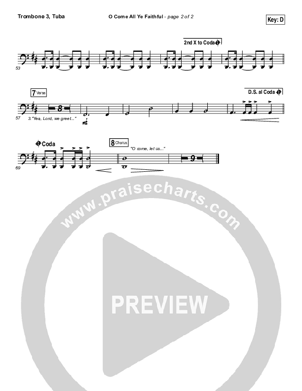 O Come All Ye Faithful (Live) Trombone 3/Tuba (Jeremy Riddle)