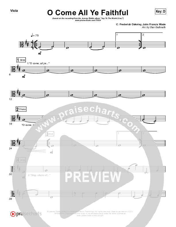 O Come All Ye Faithful (Live) Viola (Jeremy Riddle)
