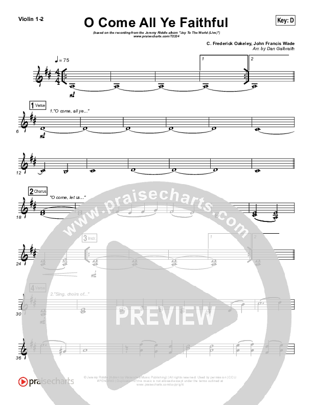 O Come All Ye Faithful (Live) Violin 1/2 (Jeremy Riddle)