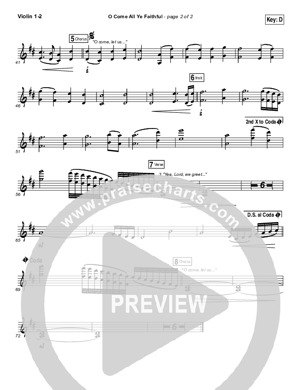 O Come All Ye Faithful (Live) Violin 1/2 (Jeremy Riddle)