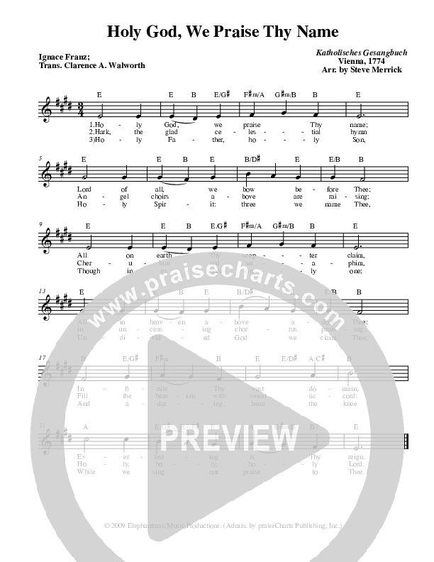 Holy God We Praise Thy Name Lead Sheet (Stephen Merrick)