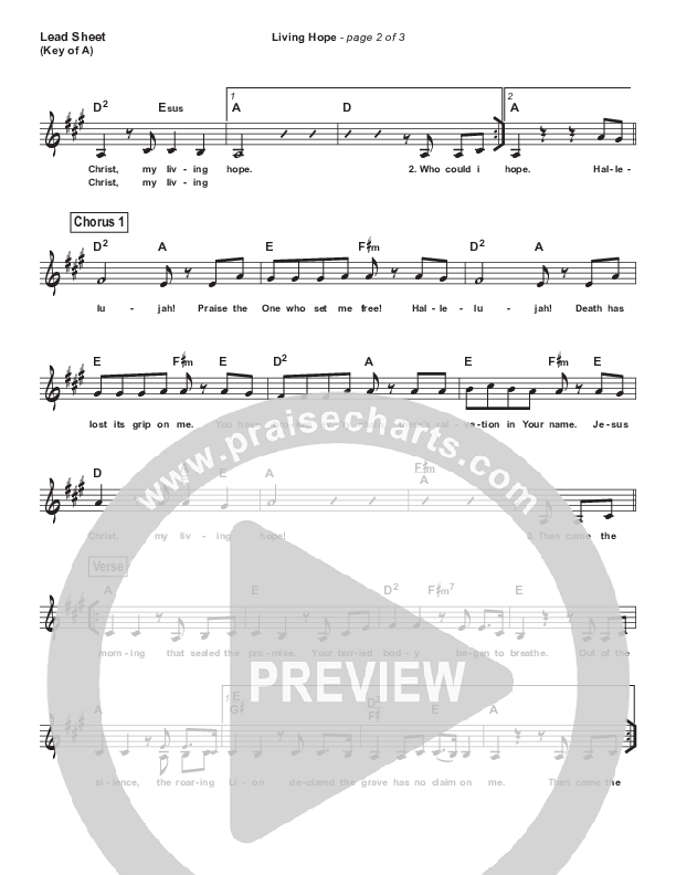 Living Hope (Simplified) Lead Sheet (Phil Wickham)