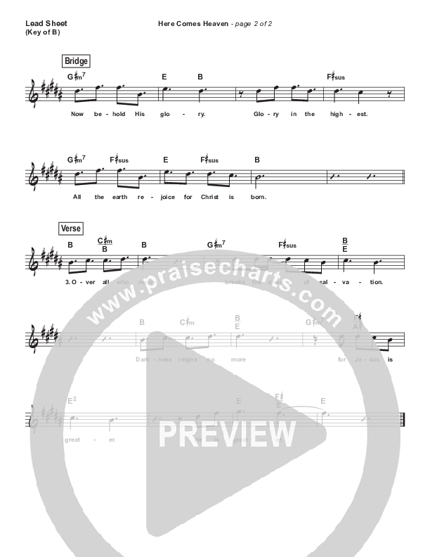 Here Comes Heaven (Simplified) Lead Sheet (Elevation Worship)