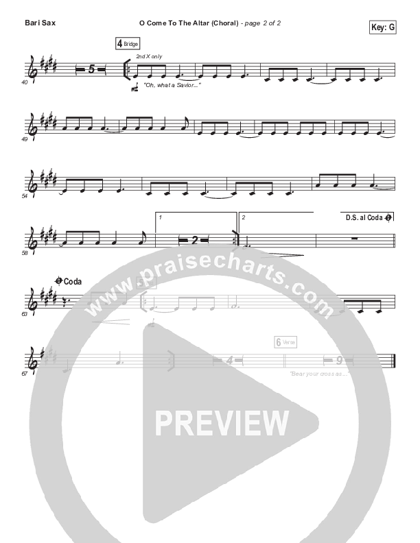 O Come To The Altar (Choral Anthem SATB) Bari Sax (Elevation Worship / Arr. Luke Gambill)