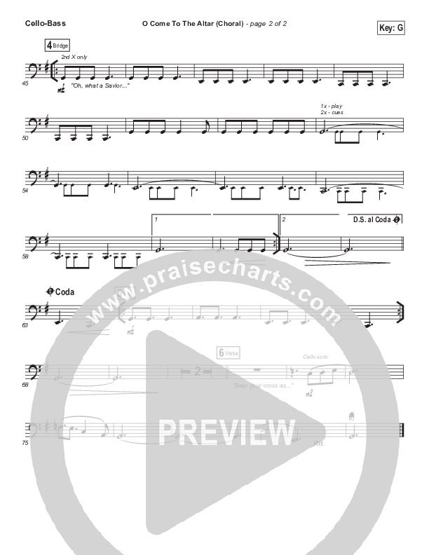 O Come To The Altar (Choral Anthem SATB) Cello/Bass (Elevation Worship / Arr. Luke Gambill)