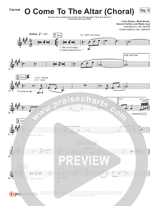 O Come To The Altar (Choral Anthem SATB) Wind Pack (Elevation Worship / Arr. Luke Gambill)