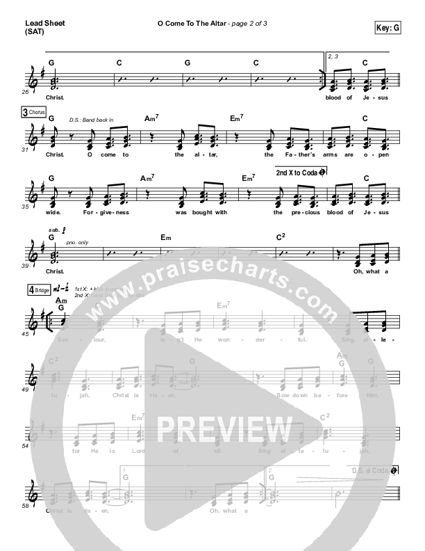 O Come To The Altar (Choral Anthem SATB) Lead Sheet (SAT) (Elevation Worship / Arr. Luke Gambill)
