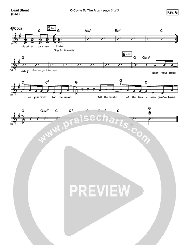 O Come To The Altar (Choral Anthem SATB) Lead Sheet (SAT) (Elevation Worship / Arr. Luke Gambill)