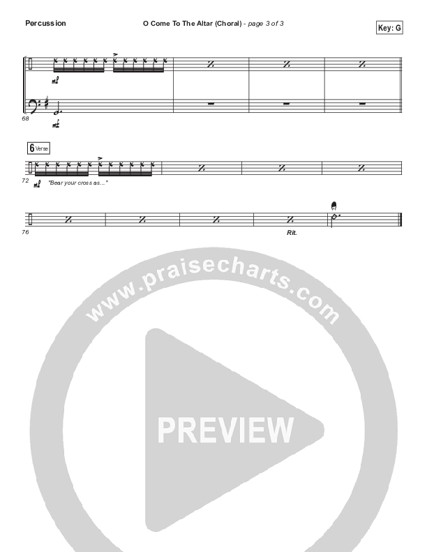 O Come To The Altar (Choral Anthem SATB) Percussion (Elevation Worship / Arr. Luke Gambill)