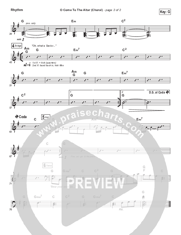 O Come To The Altar (Choral Anthem SATB) Rhythm Chart (Elevation Worship / Arr. Luke Gambill)