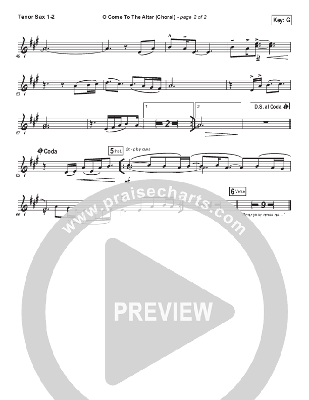 O Come To The Altar (Choral Anthem SATB) Tenor Sax 1/2 (Elevation Worship / Arr. Luke Gambill)