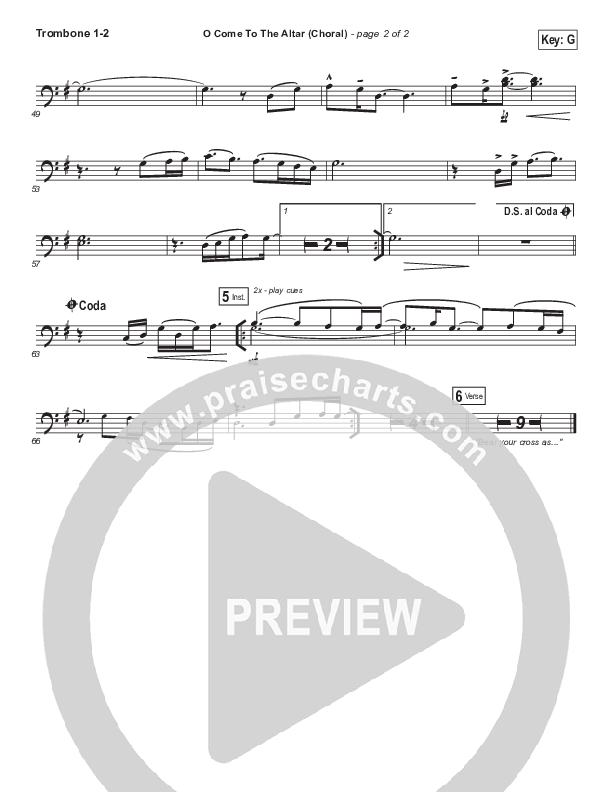 O Come To The Altar (Choral Anthem SATB) Trombone 1/2 (Elevation Worship / Arr. Luke Gambill)