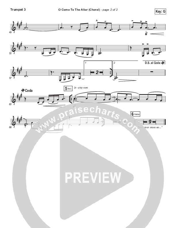 O Come To The Altar (Choral Anthem SATB) Trumpet 3 (Elevation Worship / Arr. Luke Gambill)