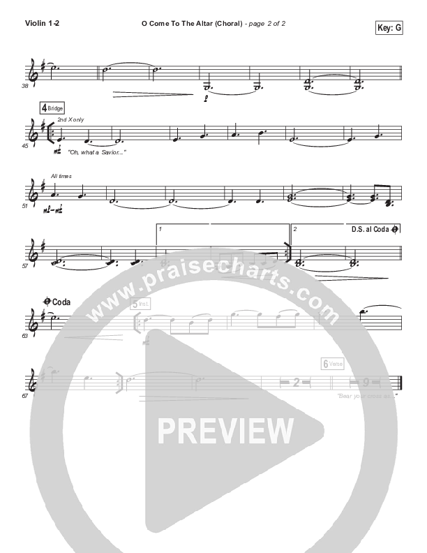 O Come To The Altar (Choral Anthem SATB) Violin 1/2 (Elevation Worship / Arr. Luke Gambill)