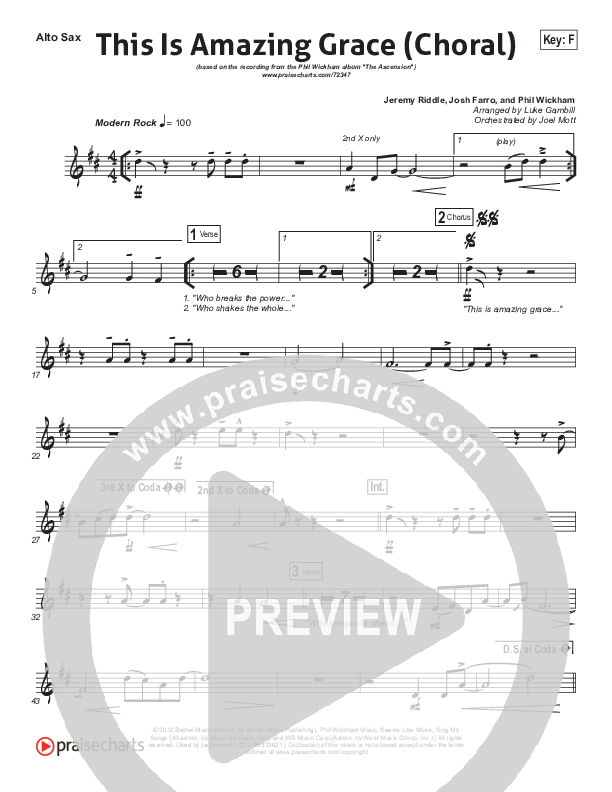 This Is Amazing Grace (Choral Anthem SATB) Alto Sax (Phil Wickham / Arr. Luke Gambill)