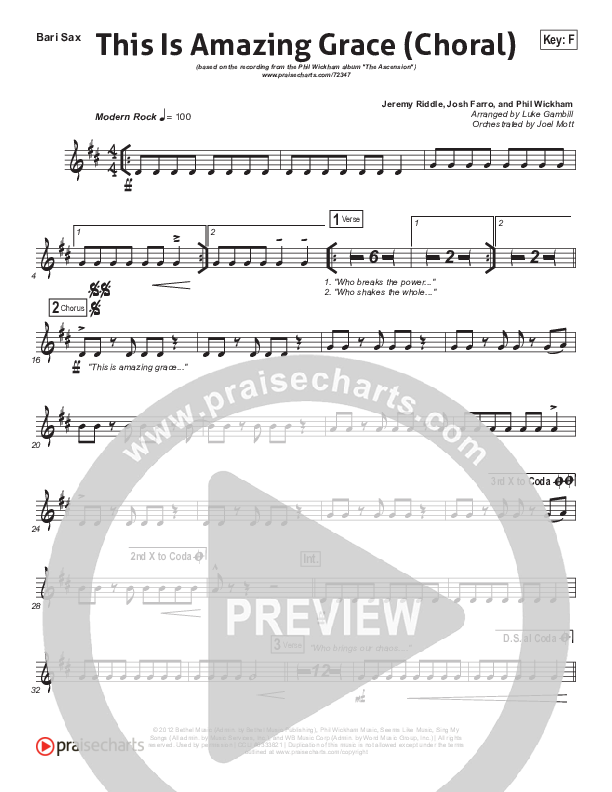 This Is Amazing Grace (Choral Anthem SATB) Bari Sax (Phil Wickham / Arr. Luke Gambill)