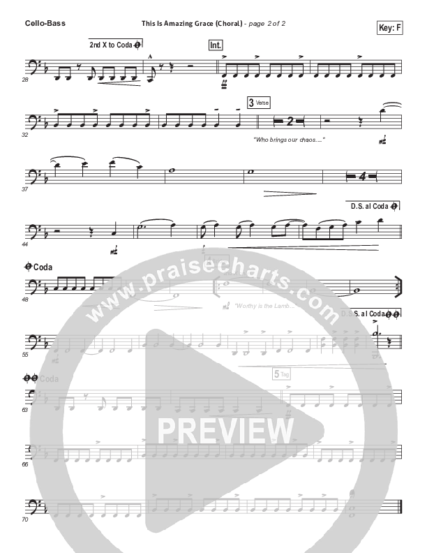 This Is Amazing Grace (Choral Anthem SATB) Cello/Bass (Phil Wickham / Arr. Luke Gambill)