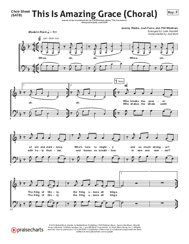 This Is Amazing Grace (Choral Anthem SATB) Choir Sheet (SATB) (Phil Wickham / Arr. Luke Gambill)