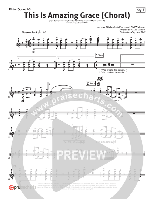 This Is Amazing Grace (Choral Anthem SATB) Flute/Oboe 1/2/3 (Phil Wickham / Arr. Luke Gambill)