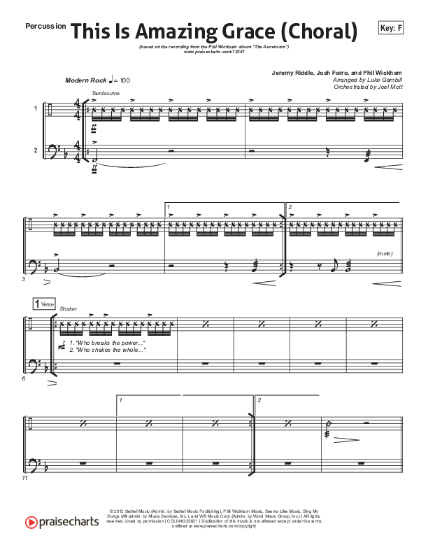 This Is Amazing Grace (Choral Anthem SATB) Percussion (Phil Wickham / Arr. Luke Gambill)