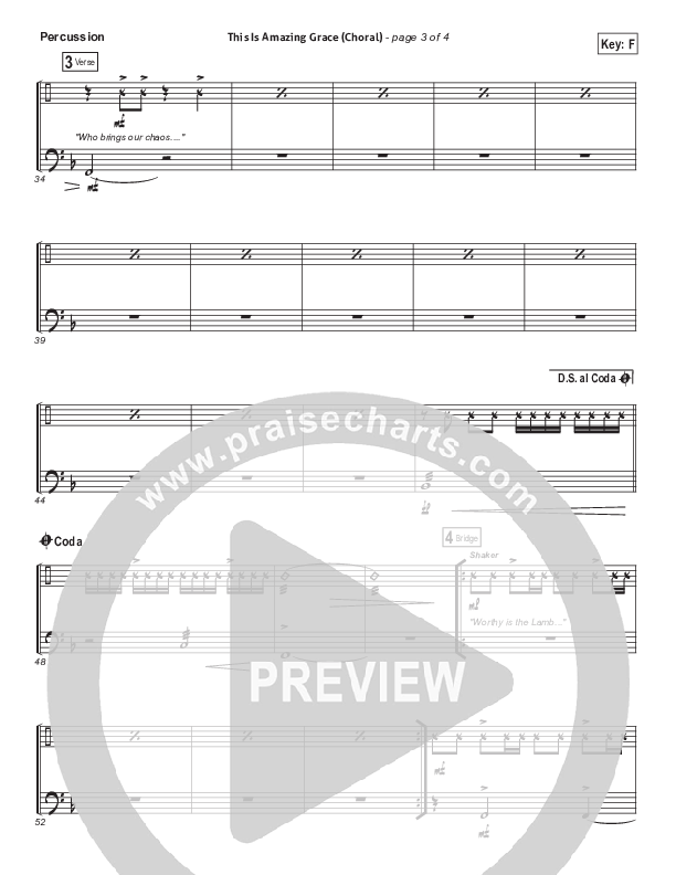 This Is Amazing Grace (Choral Anthem SATB) Percussion (Phil Wickham / Arr. Luke Gambill)