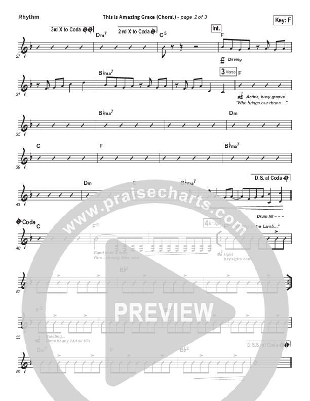 This Is Amazing Grace (Choral Anthem SATB) Rhythm Chart (Phil Wickham / Arr. Luke Gambill)
