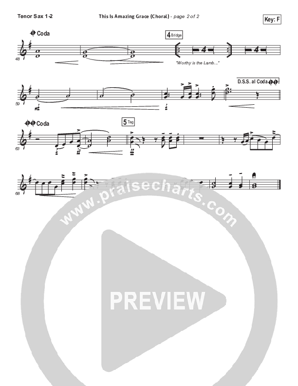 This Is Amazing Grace (Choral Anthem SATB) Tenor Sax 1/2 (Phil Wickham / Arr. Luke Gambill)