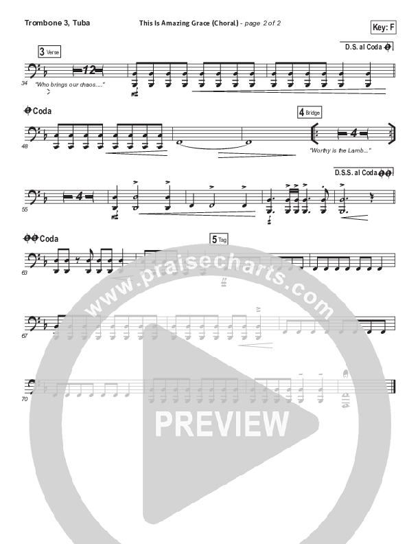 This Is Amazing Grace (Choral Anthem SATB) Trombone 3/Tuba (Phil Wickham / Arr. Luke Gambill)
