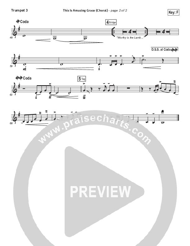 This Is Amazing Grace (Choral Anthem SATB) Trumpet 3 (Phil Wickham / Arr. Luke Gambill)