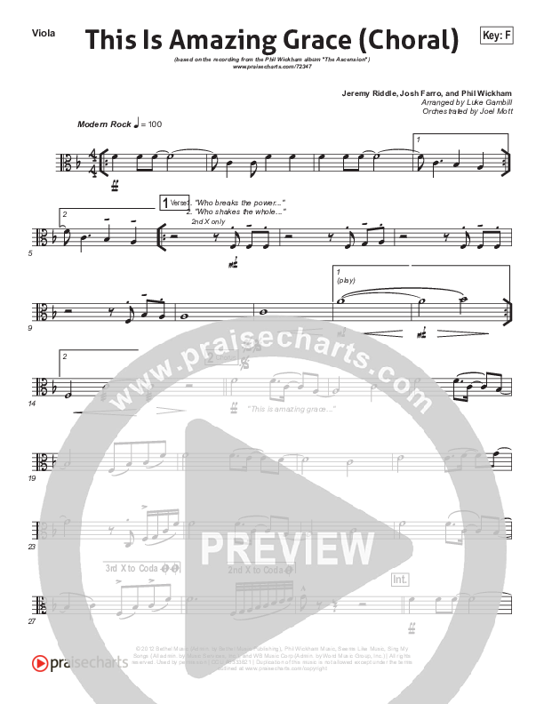 This Is Amazing Grace (Choral Anthem SATB) Viola (Phil Wickham / Arr. Luke Gambill)