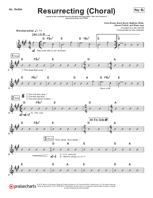 Resurrecting (Choral Anthem SATB) Acoustic Guitar (Elevation Worship / Arr. Luke Gambill)