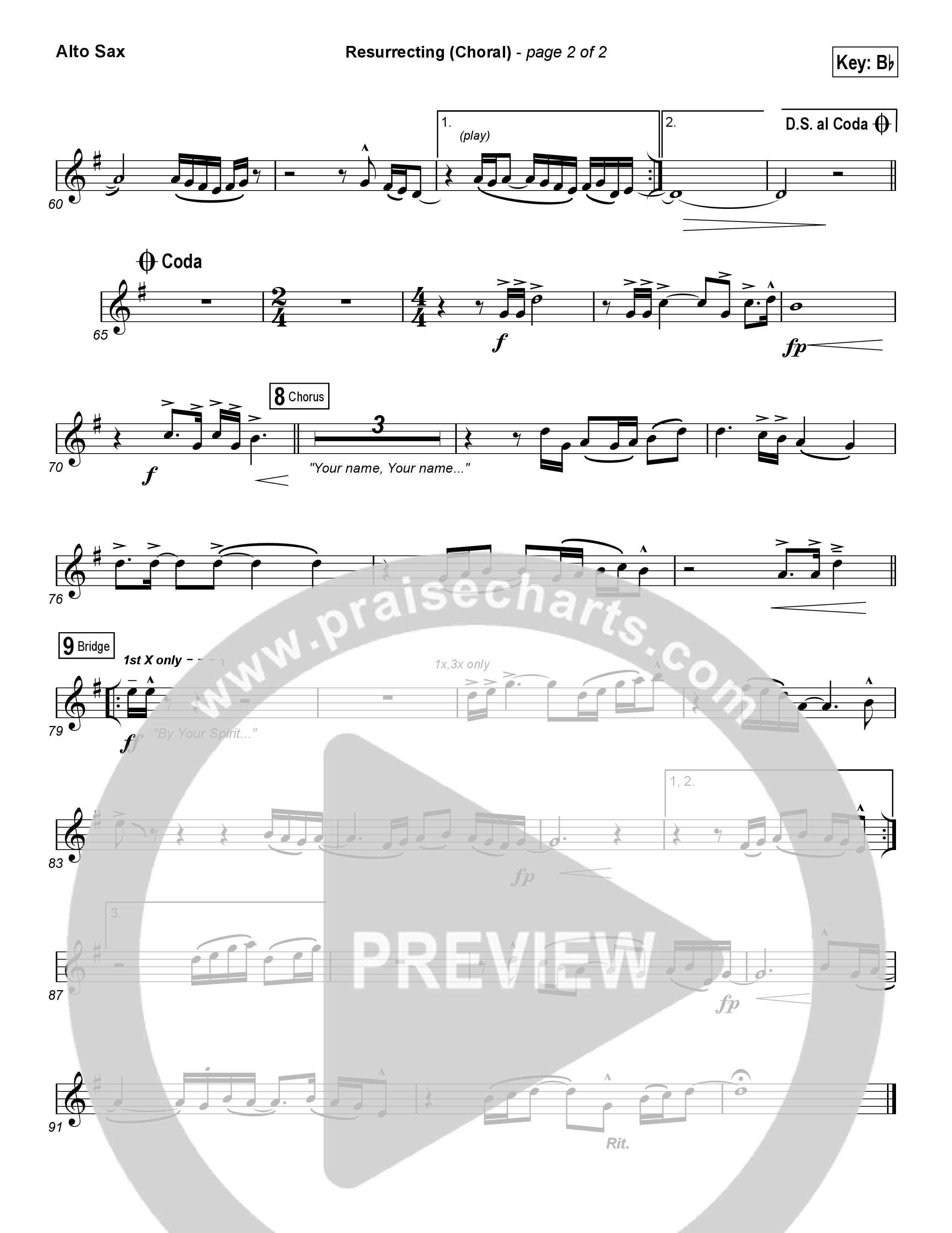 Resurrecting (Choral Anthem SATB) Alto Sax (Elevation Worship / Arr. Luke Gambill)