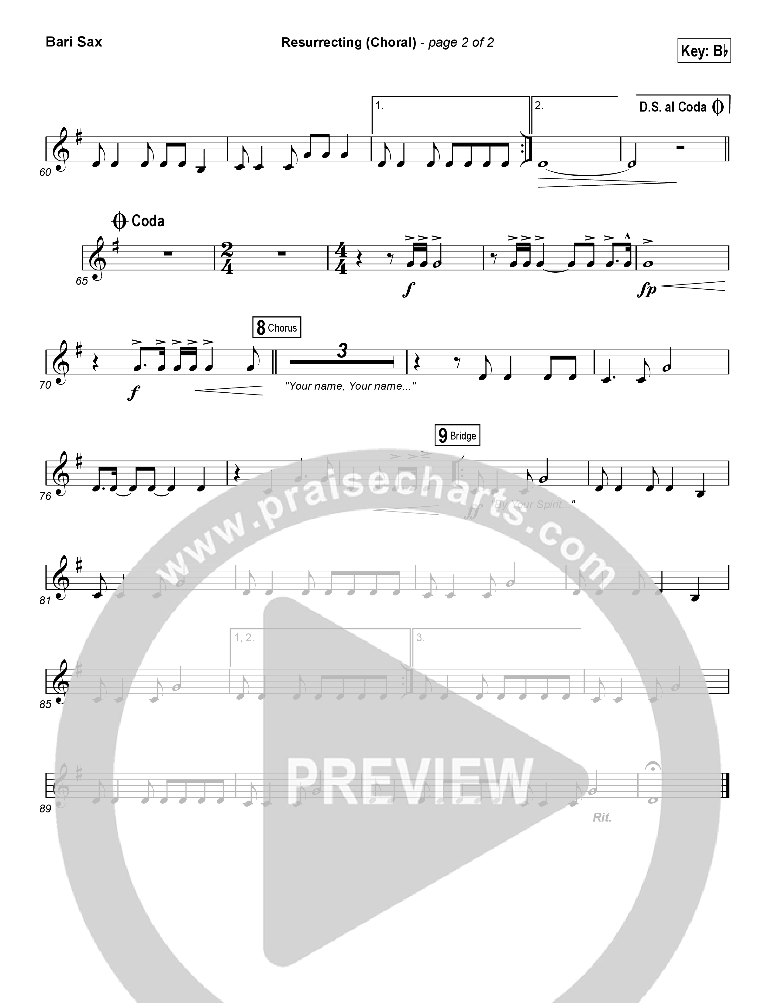 Resurrecting (Choral Anthem SATB) Bari Sax (Elevation Worship / Arr. Luke Gambill)