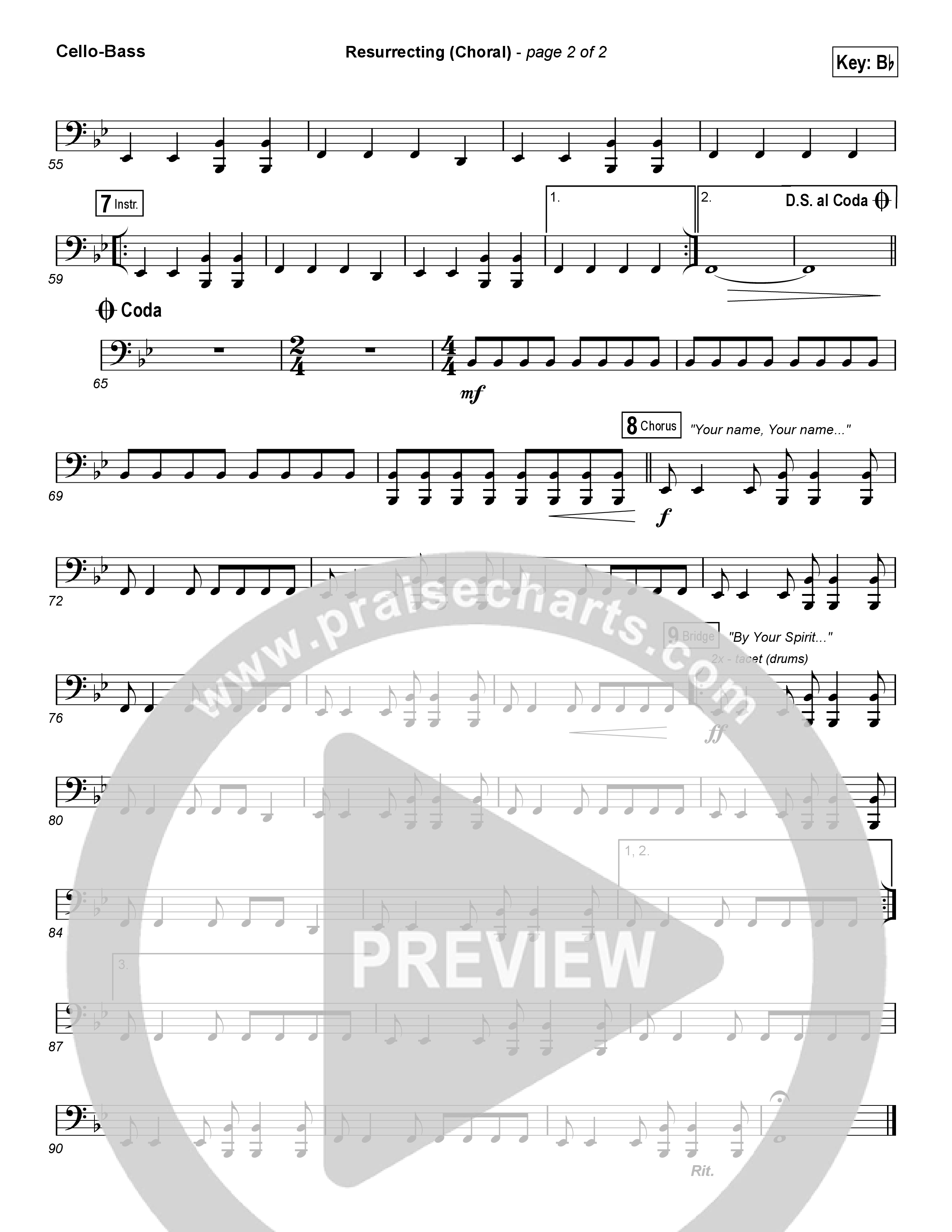 Resurrecting (Choral Anthem SATB) Cello/Bass (Elevation Worship / Arr. Luke Gambill)